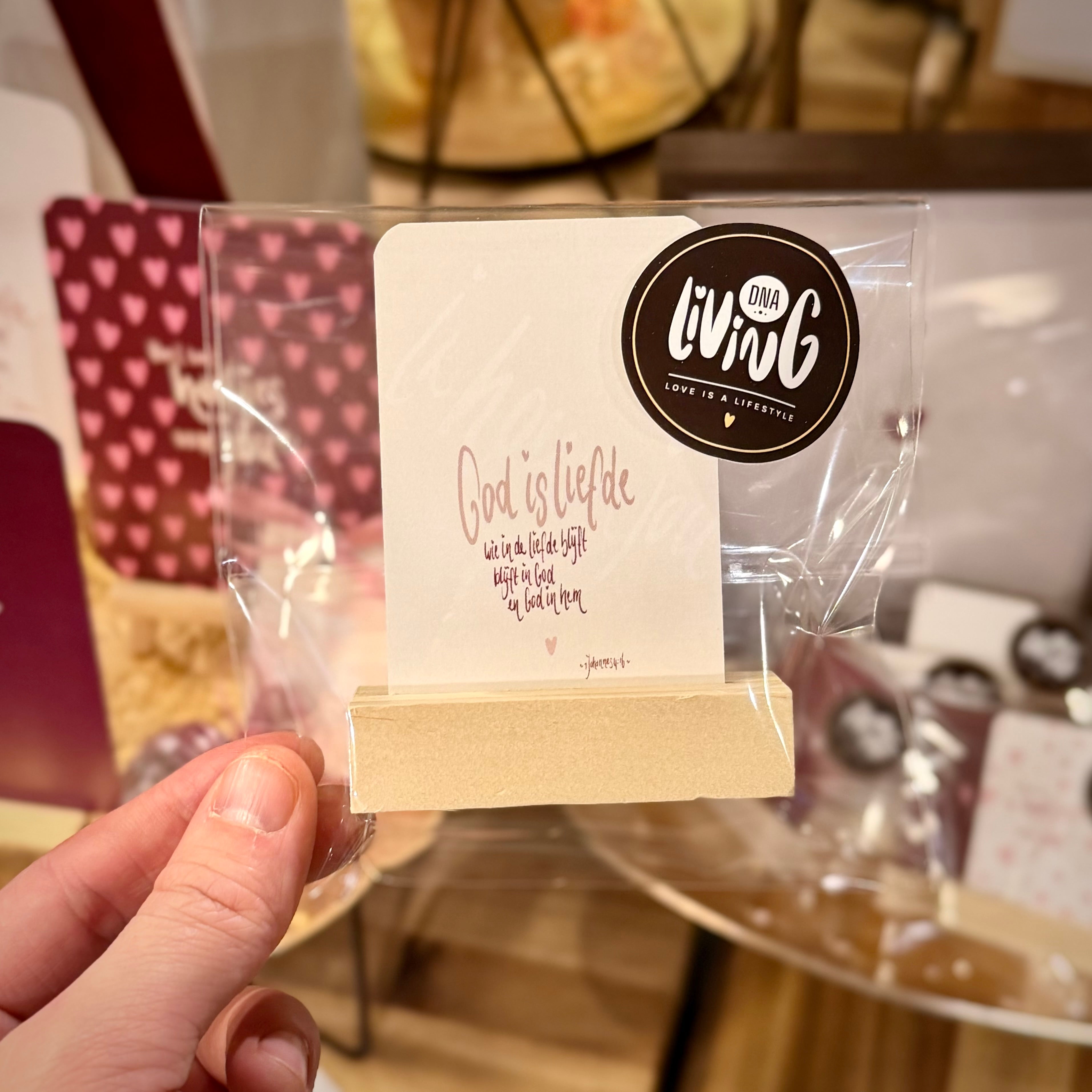 Minikaartje met houten staander | Cadeautje