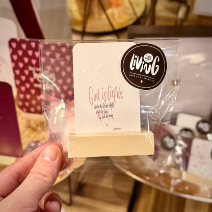 Minikaartje met houten staander | Cadeautje